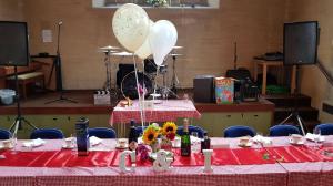 Wedding reception layout at Westbury Leigh Community Hall