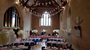 Wedding reception layout at Westbury Leigh Community Hall